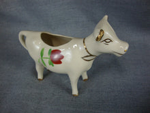 Load image into Gallery viewer, Vintage Porcelain Cow Creamer with Red Tulip Motif
