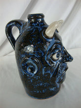 Load image into Gallery viewer, Lolly Lynn Folk Art Blue Streaked Devil Ugly Face Jug
