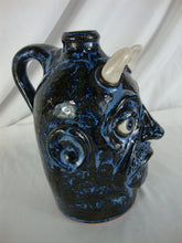 Load image into Gallery viewer, Lolly Lynn Folk Art Blue Streaked Devil Ugly Face Jug
