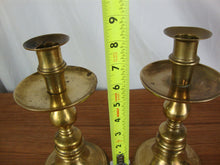 Load image into Gallery viewer, Vintage Brass Spindle Candlestick Holders with Drip Cups
