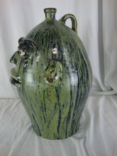Load image into Gallery viewer, Marvin Bailey Artist Folk Art Blue Green Streaked Large Ugly Face Jug