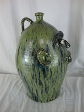 Load image into Gallery viewer, Marvin Bailey Artist Folk Art Blue Green Streaked Large Ugly Face Jug