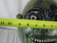 Load image into Gallery viewer, Marvin Bailey Artist Folk Art Blue Green Streaked Large Ugly Face Jug