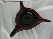 Load image into Gallery viewer, Vintage Hand Blown Amethyst Art Glass Three Point Console Dish Bowl