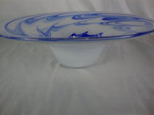Load image into Gallery viewer, Vintage Cobalt Blue and White Swirled Art Glass Console Decor Bowl