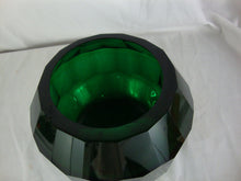 Load image into Gallery viewer, Vintage Dark Emerald Green Glass Crystal Faceted Bowl Vase