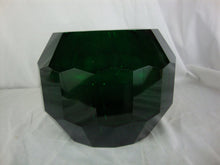 Load image into Gallery viewer, Vintage Dark Emerald Green Glass Crystal Faceted Bowl Vase
