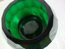 Load image into Gallery viewer, Vintage Dark Emerald Green Glass Crystal Faceted Bowl Vase