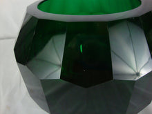 Load image into Gallery viewer, Vintage Dark Emerald Green Glass Crystal Faceted Bowl Vase