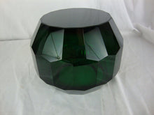 Load image into Gallery viewer, Vintage Dark Emerald Green Glass Crystal Faceted Bowl Vase