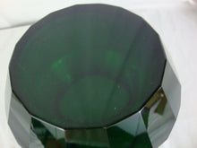Load image into Gallery viewer, Vintage Dark Emerald Green Glass Crystal Faceted Bowl Vase
