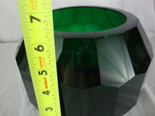 Load image into Gallery viewer, Vintage Dark Emerald Green Glass Crystal Faceted Bowl Vase