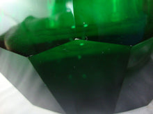 Load image into Gallery viewer, Vintage Dark Emerald Green Glass Crystal Faceted Bowl Vase