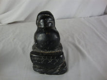 Load image into Gallery viewer, Vintage Al Wolf Carved Soapstone Inuit with Sled Dog Statue Figurine