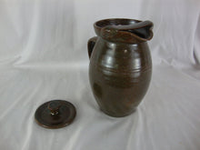 Load image into Gallery viewer, 2002 Bolick Art Pottery Brown Speckled Pitcher with Lid and Lid Guard