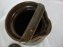 Load image into Gallery viewer, 2002 Bolick Art Pottery Brown Speckled Pitcher with Lid and Lid Guard