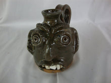 Load image into Gallery viewer, Mary & Stanley Ferguson Signed Folk Art Pottery Moss Green Small Ugly Face Jug