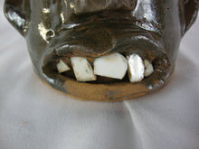 Load image into Gallery viewer, Mary & Stanley Ferguson Signed Folk Art Pottery Moss Green Small Ugly Face Jug
