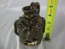 Load image into Gallery viewer, Mary & Stanley Ferguson Signed Folk Art Pottery Moss Green Small Ugly Face Jug