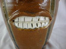 Load image into Gallery viewer, Randy Tobias Folk Art Pottery Brown with Green Crying Eyes Ugly Face Jug