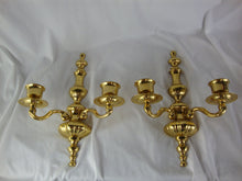 Load image into Gallery viewer, Vintage Brass Georgian Style Double Arm Candle Sconces Pair of 2