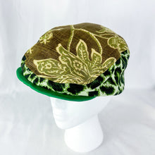 Load image into Gallery viewer, Large FlutterMaus Brown/Green Floral Flat Cap