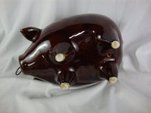 Load image into Gallery viewer, Vintage Hull USA 197 Brown Aqua Drip Glaze Pig Coin Piggy Bank