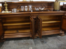 Load image into Gallery viewer, Antique Carved Oak Sideboard with Display Top Shelf