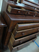 Load image into Gallery viewer, Antique Empire Wood Veneer Dresser with Attached Tilt Mirror