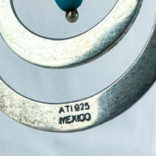 Load image into Gallery viewer, Vintage Sterling Silver Turquoise-Colored Bead Double-Loop Dangling Earrings