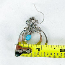 Load image into Gallery viewer, Vintage Sterling Silver Turquoise-Colored Bead Double-Loop Dangling Earrings