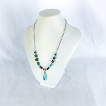 Load image into Gallery viewer, Vintage Sterling Silver Turquoise Teardrop Beaded Pendant Necklace
