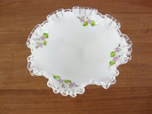 Load image into Gallery viewer, Fenton Silver Crested Violets in the Snow Footed Compote Bowl Dish