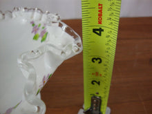 Load image into Gallery viewer, Fenton Silver Crested Violets in the Snow Footed Compote Bowl Dish