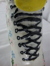 Load image into Gallery viewer, Vintage Victorian Lace Up Boot Ceramic Floral Butterfly Vase Planter