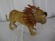 Load image into Gallery viewer, Vintage Handmade Beaded Standing Lion Table Sculpture Decor Figure