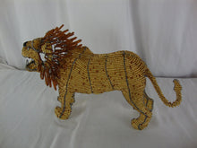 Load image into Gallery viewer, Vintage Handmade Beaded Standing Lion Table Sculpture Decor Figure
