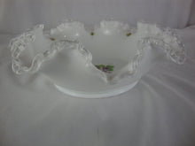 Load image into Gallery viewer, Vintage Fenton Silvercrest Violets In The Snow Milk Glass Decor Console Bowl