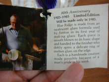 Load image into Gallery viewer, 1985 85th Anniversary Fenton Optic Opal Swirl with Cobalt Blue Handle Pitcher & Four Tumblers