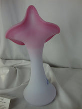 Load image into Gallery viewer, 2000 Fenton Hibiscus on Blue Burmese Pulpit Art Glass Vase