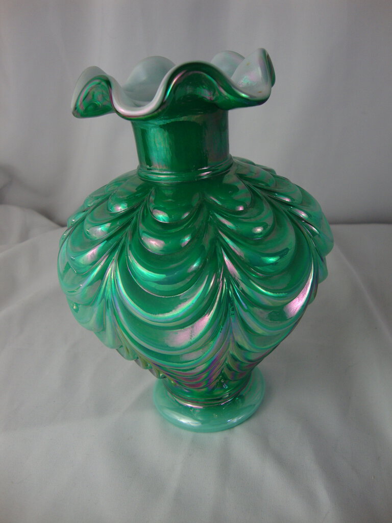 Fenton Green Opalescence outlet Vase!