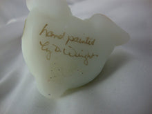 Load image into Gallery viewer, 2003 Fenton Dewdrop Collection Floral Handpainted Opal Satin Glass Lop Ear Bunny Rabbit Figurine