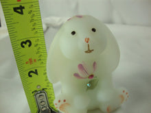 Load image into Gallery viewer, 2003 Fenton Dewdrop Collection Floral Handpainted Opal Satin Glass Lop Ear Bunny Rabbit Figurine