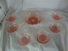 Load image into Gallery viewer, Vintage Pink Glass Serving Bowl & 6 Individual Bowls