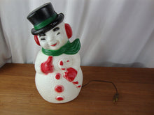 Load image into Gallery viewer, 1960's Frosty The Snowman with Candy Cane Small Lighted Blow Mold
