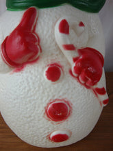 Load image into Gallery viewer, 1960's Frosty The Snowman with Candy Cane Small Lighted Blow Mold