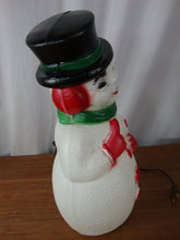 Load image into Gallery viewer, 1960's Frosty The Snowman with Candy Cane Small Lighted Blow Mold