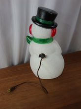 Load image into Gallery viewer, 1960's Frosty The Snowman with Candy Cane Small Lighted Blow Mold