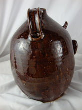 Load image into Gallery viewer, Marvin Bailey Folk Art Pottery Brown Mottled Devil Horn Beady Eyed Ugly Face