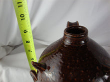 Load image into Gallery viewer, Marvin Bailey Folk Art Pottery Brown Mottled Devil Horn Beady Eyed Ugly Face